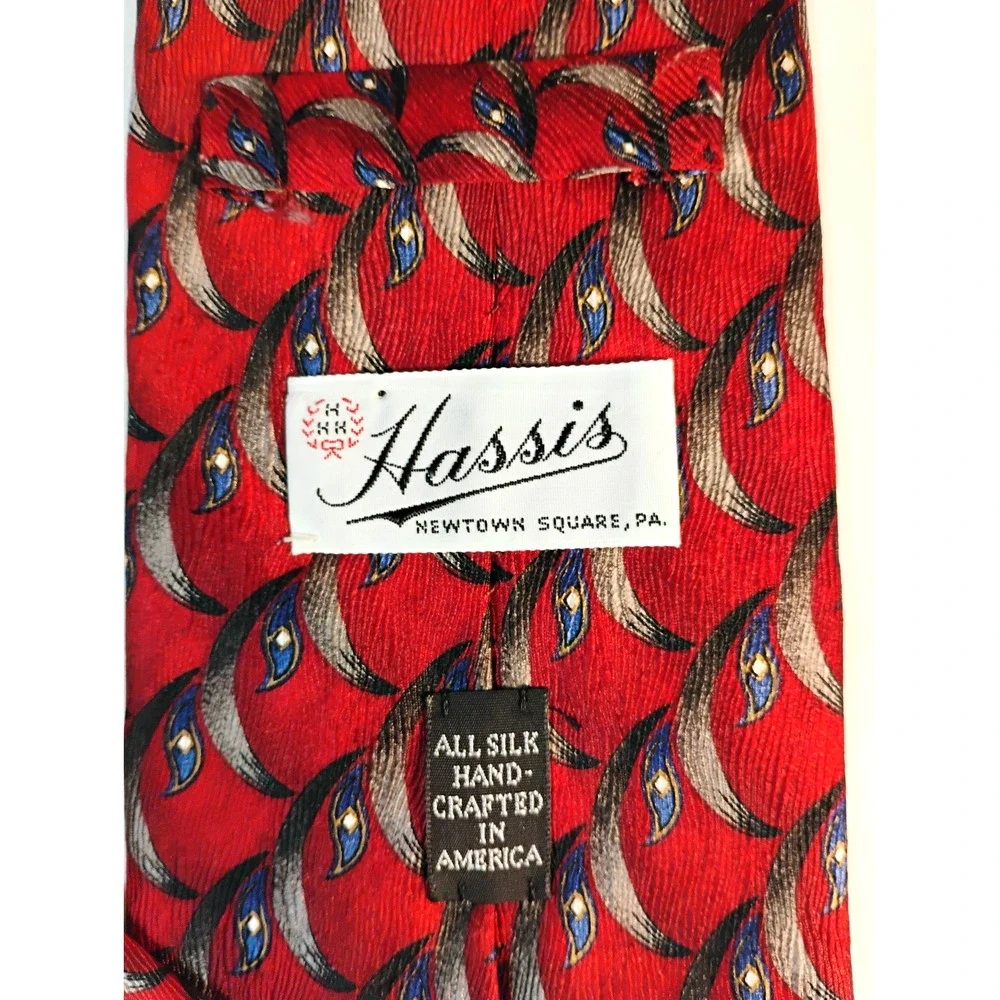 Richards Hassis Classic Silk Neck Tie Red Handmade USA Preppy Heritage 59